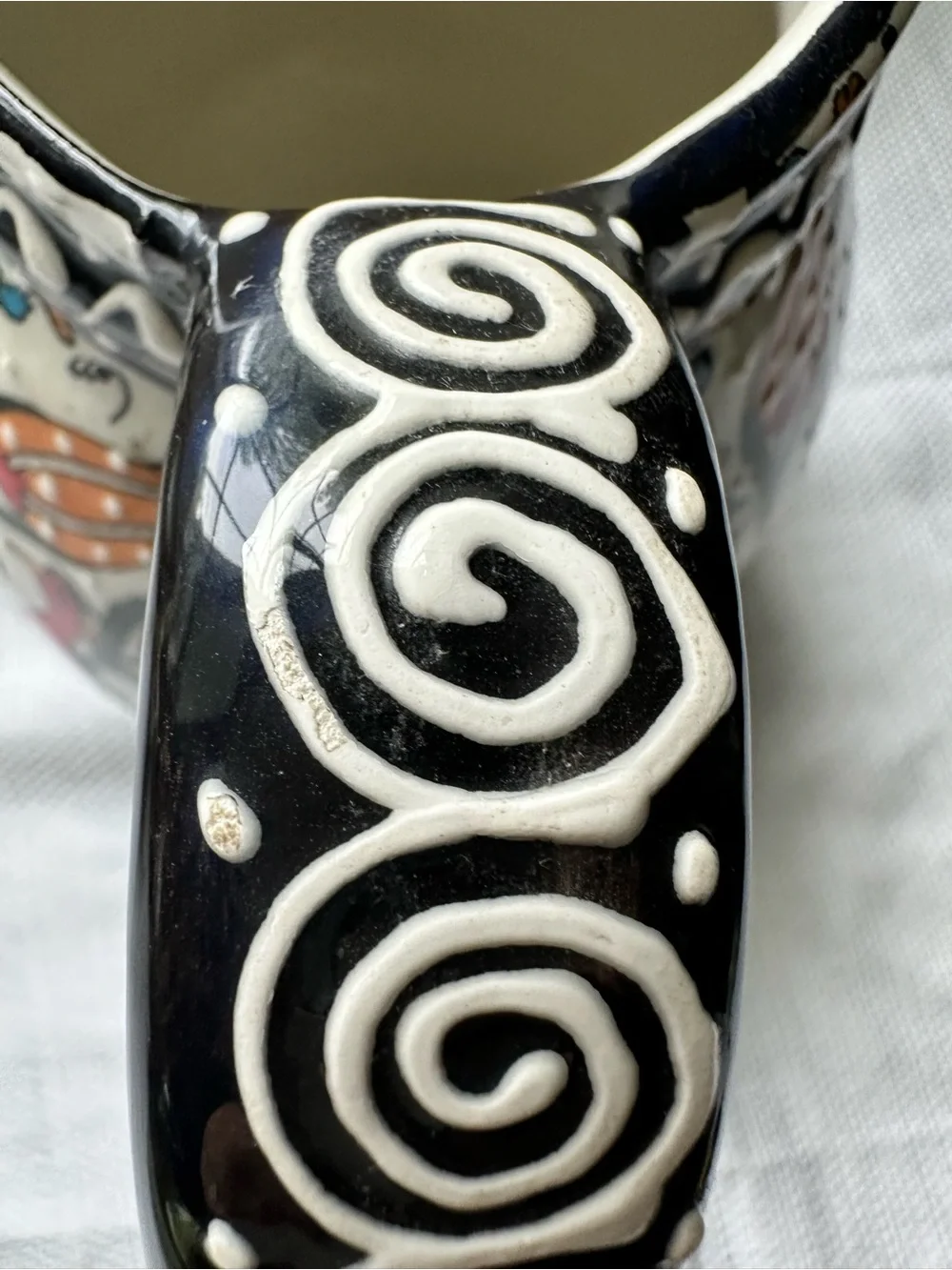 Nakkas Cini Hand Painted Turkish Ceramic Pitcher Flower Pottery Stunning